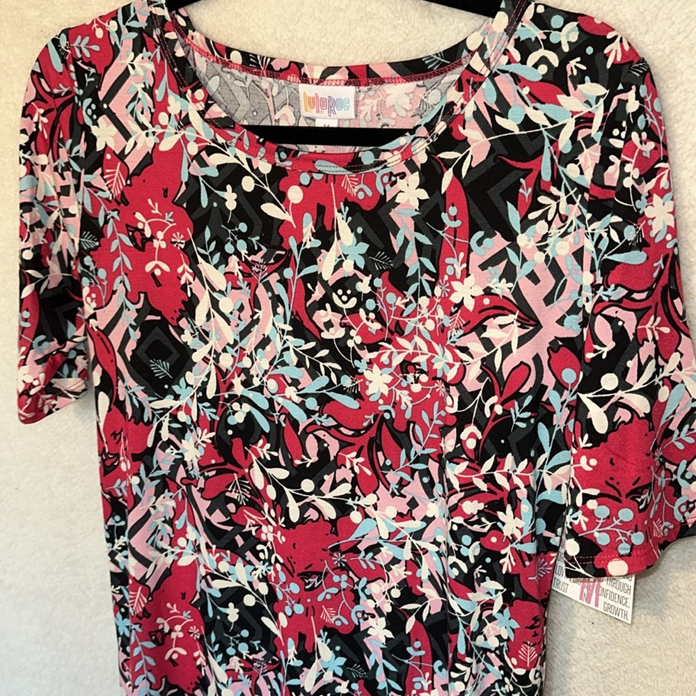 NWT Lularoe Julia Dress - size medium - pink and blue flora print